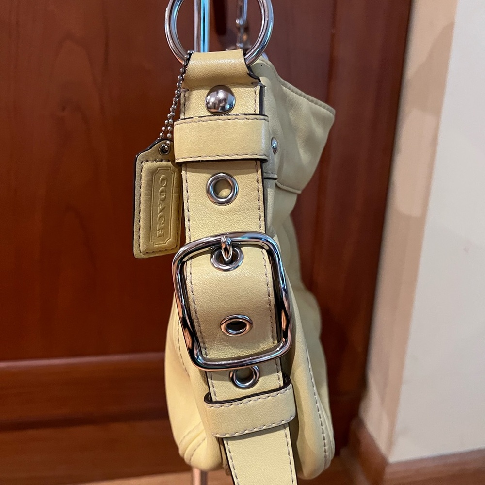 Coach Yellow Leather Shoulder Bag with Silver Hardware - Picture 6 of 11